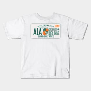 A1A Scenic & Historic Coastal Byway All-American Road license plate Kids T-Shirt